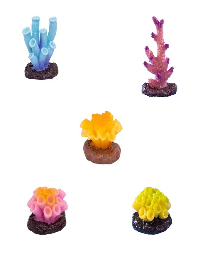 Petta Resin Coral Plant Decorations Artificial Ornament Decor Resin Colorful Coral Reef Decoration Accessories for Betta Fish Tank Aquarium Landscape,Small,5 Pcs - Image 1
